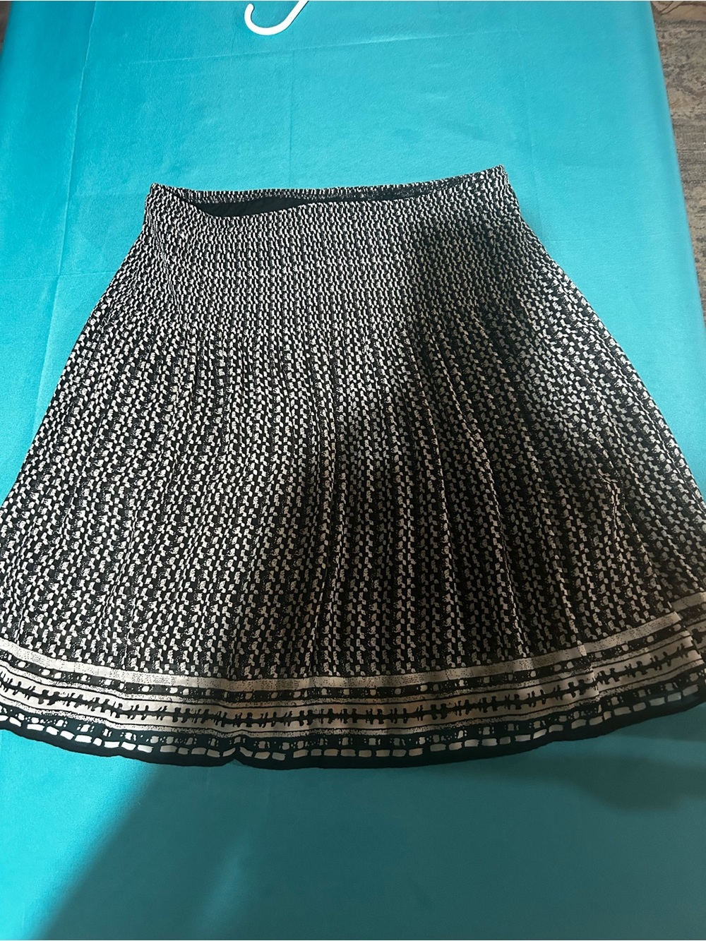 Max Studio Black and White Pleated Skater Skirt
